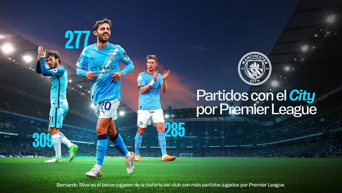 Bernardo Silva se convierte en el tercer jugador con más partidos en la Premier con el City