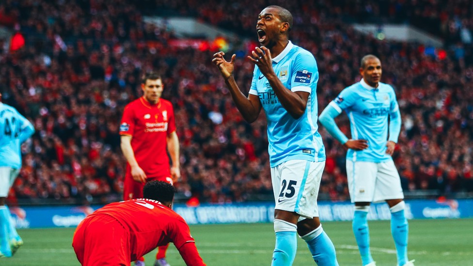 GOAL AND GLORY: : Fernandinho was on the scoresheet as City beat Liverpool in the 2016 League Cup final.