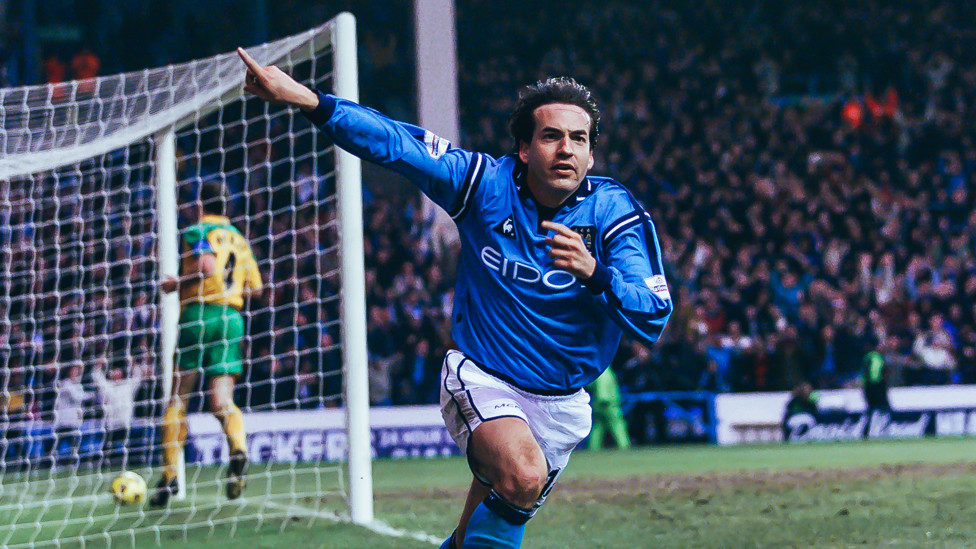 BERKOVIC BRILLIANCE : Eyal Berkovic celebrates getting on the scoresheet as ten-man City beat Norwich 3-1 | 13 January 2002