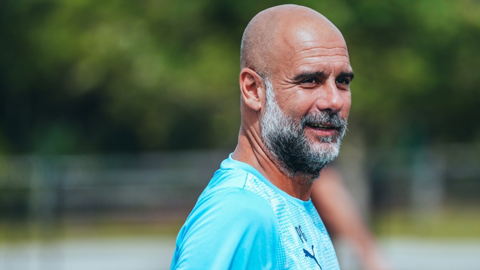 THE BOSS: Pep Guardiola watches over proceedings.