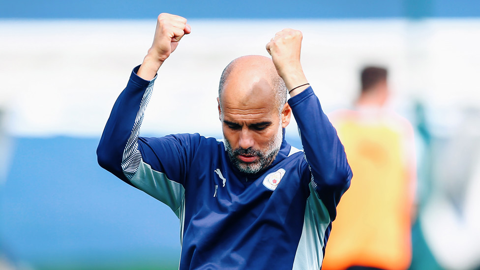 MAKING A FIST OF IT : The boss is pleased by what he's seen during today's session