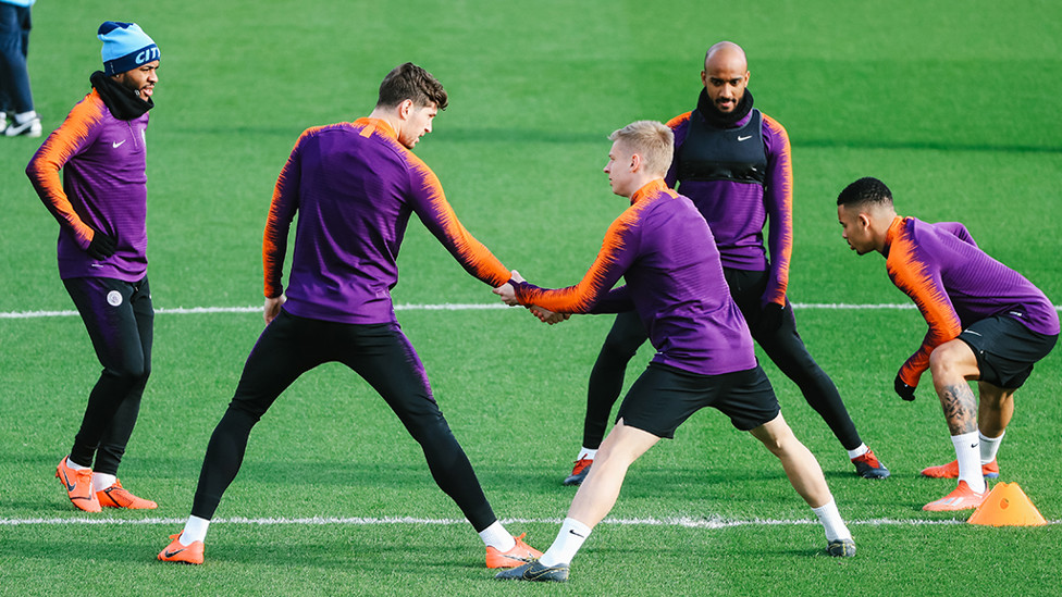 NICE TO MEET YOU : John Stones is greeted by Oleks Zinchenko