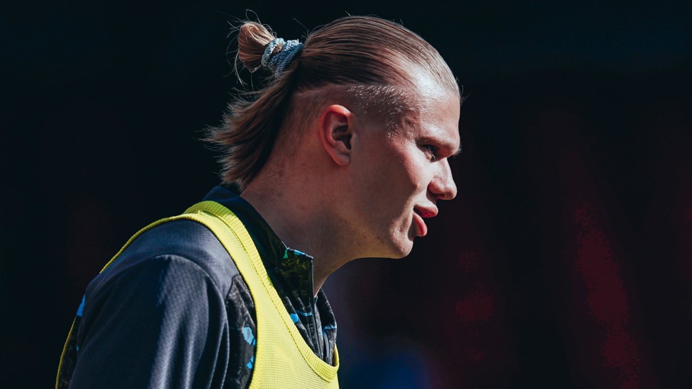 FINAL PREP : Erling Haaland ready to lead the line.
