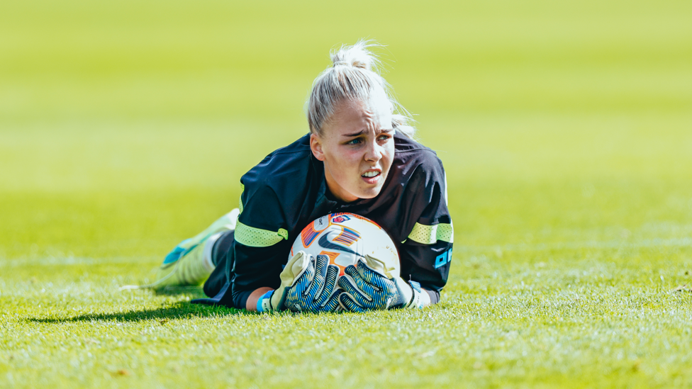 ON THE BALL : Ellie Roebuck claims possession