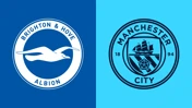 Brighton & Hove Albion FC logo with a seagull; Manchester City FC logo featuring a ship and red rose.