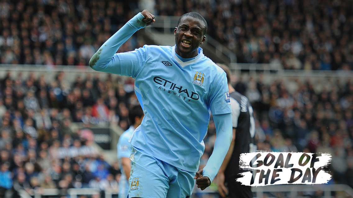 THE KING: Yaya Toure bagged a pivotal brace as City moved to within one win of a first Premier League title