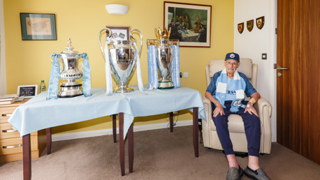 Our trophies visit 102-year-old City fan