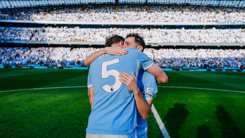 BLUE BROTHERS  : Stones and Bernardo are celebrated on and off the field.