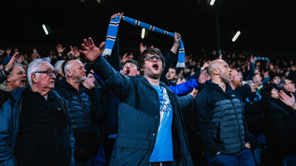 FULL TIME CELEBRATIONS: The City fans were in fine voice all evening