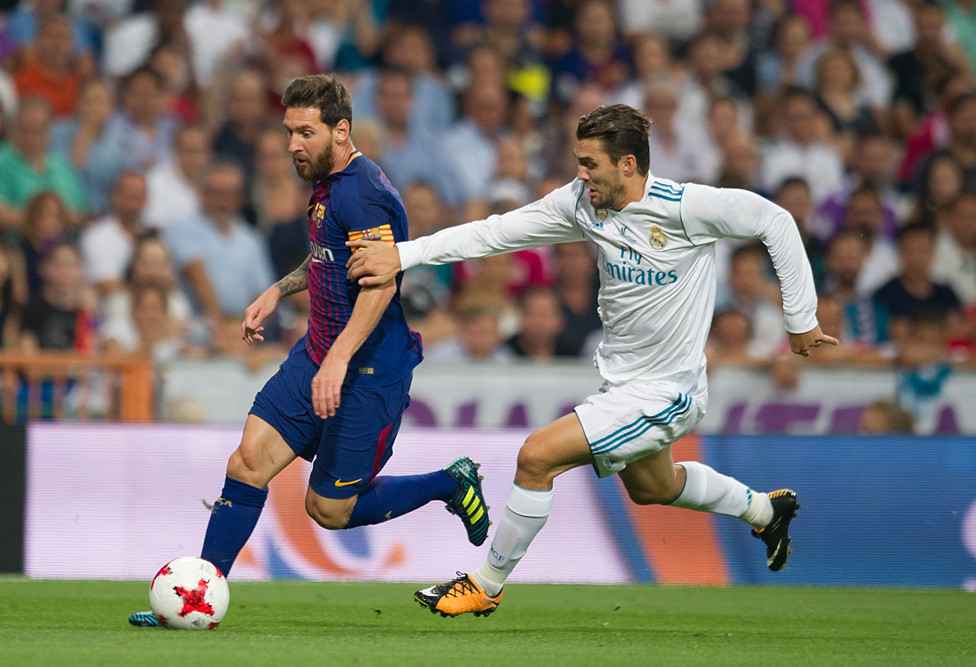 MESSI v MATEO : Kovacic’s speed is put to the test as he tries to chase down Lionel Messi during the Supercopa de Espana final second leg in August 2017