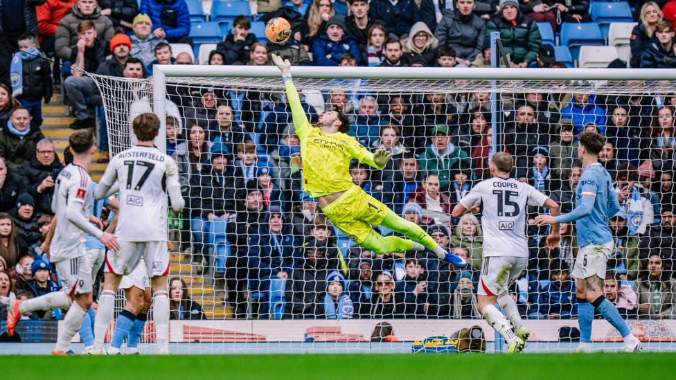 TERRIFIC TRAFFORD : Superb save to keep it 1-0.