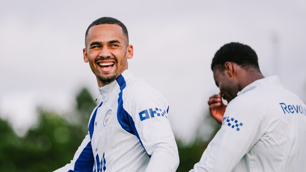 WHAT'S SO FUNNY? : Iliman and Marc Guéhi share a joke. 