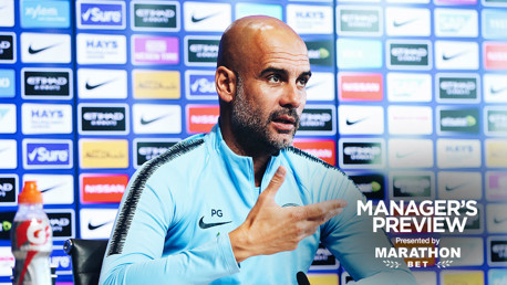 PEP TALK: The manager addressed the media ahead of Monday's trip to Spurs