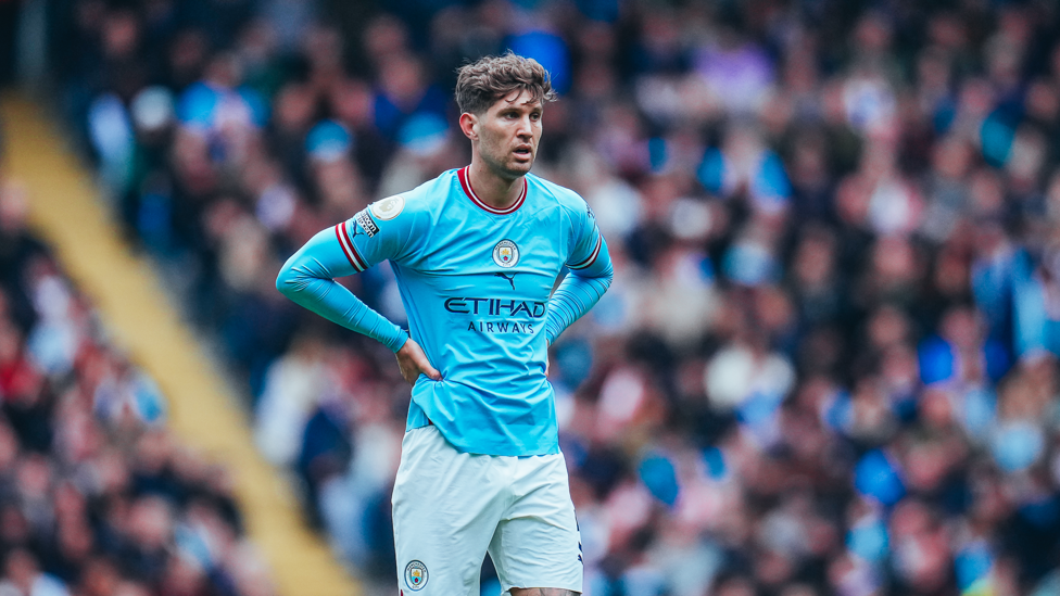 EARLY BLOW : Stones reacts after Salah's early goal for the visitors.