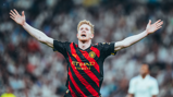 KING KEV: Celebrates the goal.