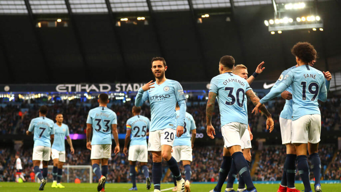 UP THE BLUES: The boys celebrate our opener 