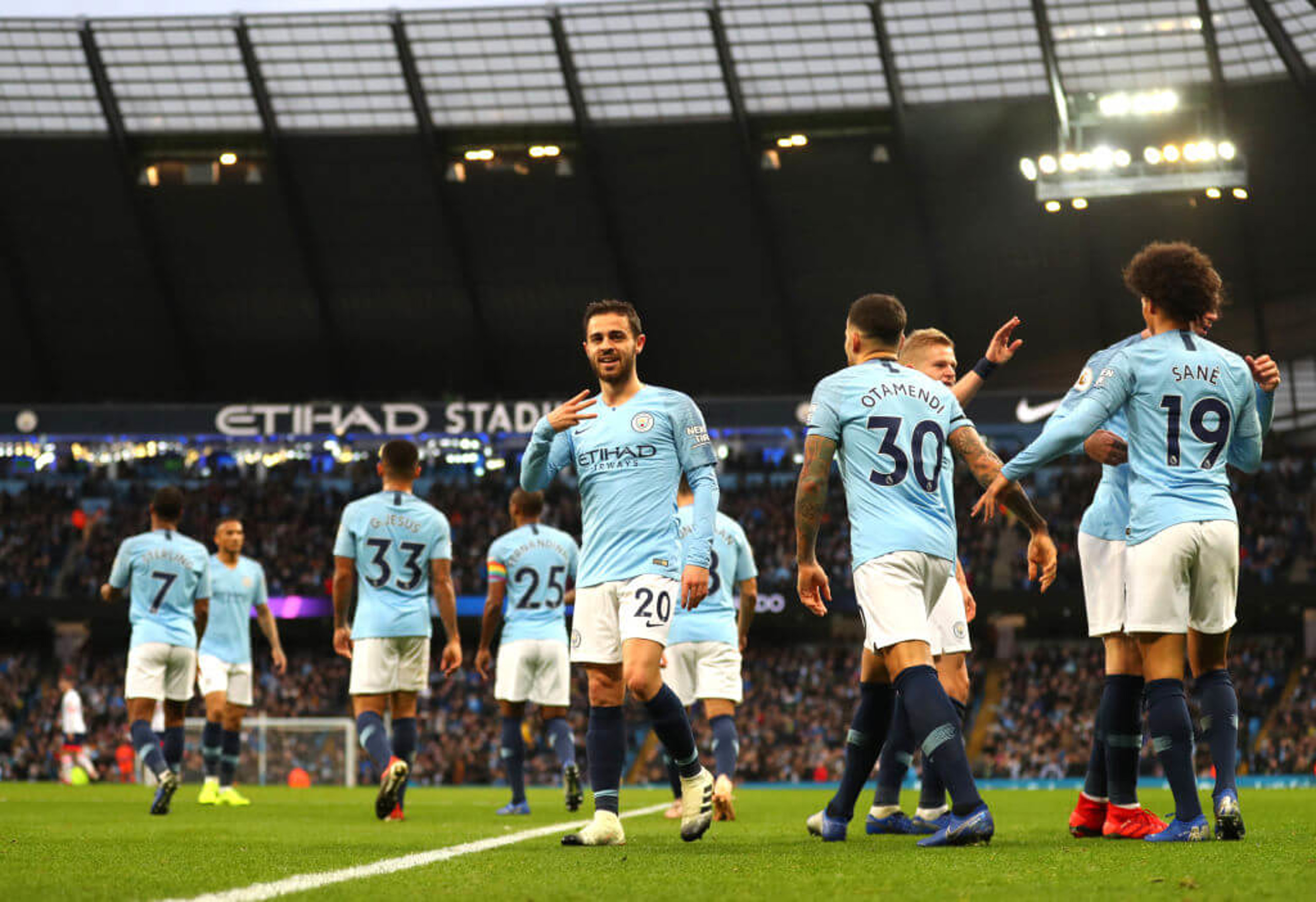 UP THE BLUES: The boys celebrate our opener 
