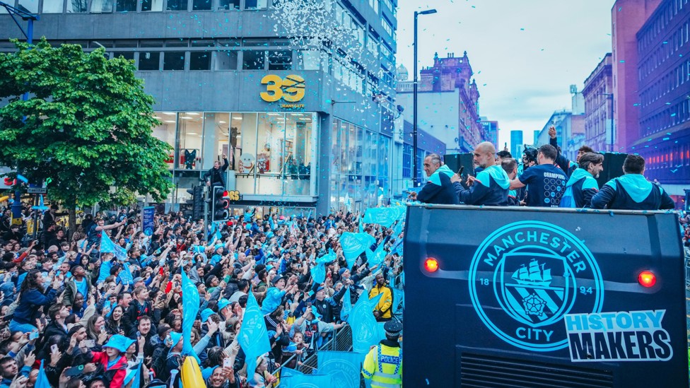 MAIN MAN : Supporters salute Pep and the coaching team