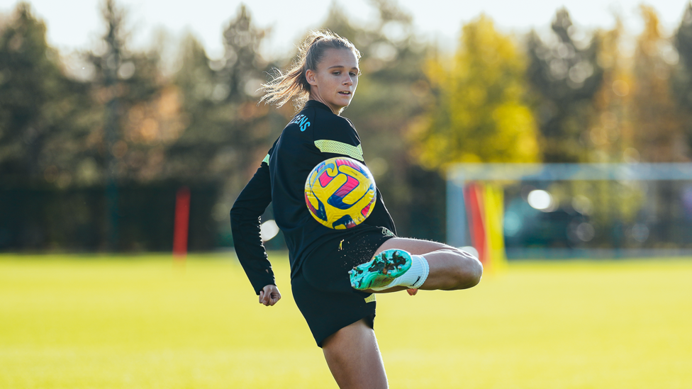 FANCY FOOTWORK : Kerstin Casparij keeps the ball in the air