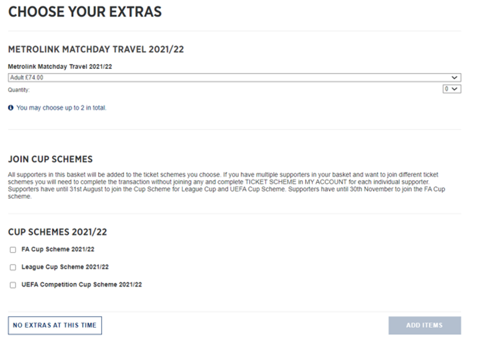 choose your extras