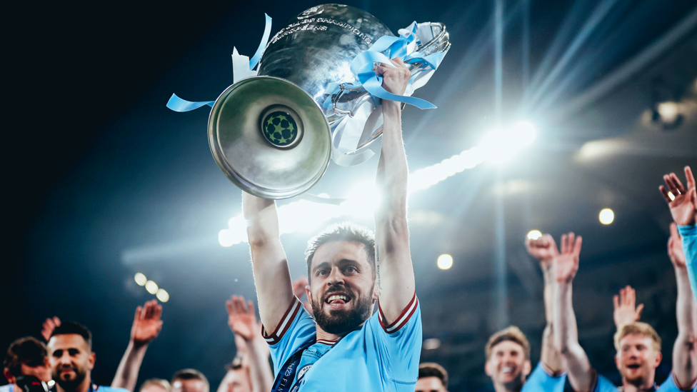 EUROPEAN CHAMPIONS  : Bernardo helps City win our maiden Champions League trophy after a battling 1-0 win over Inter in the final. 