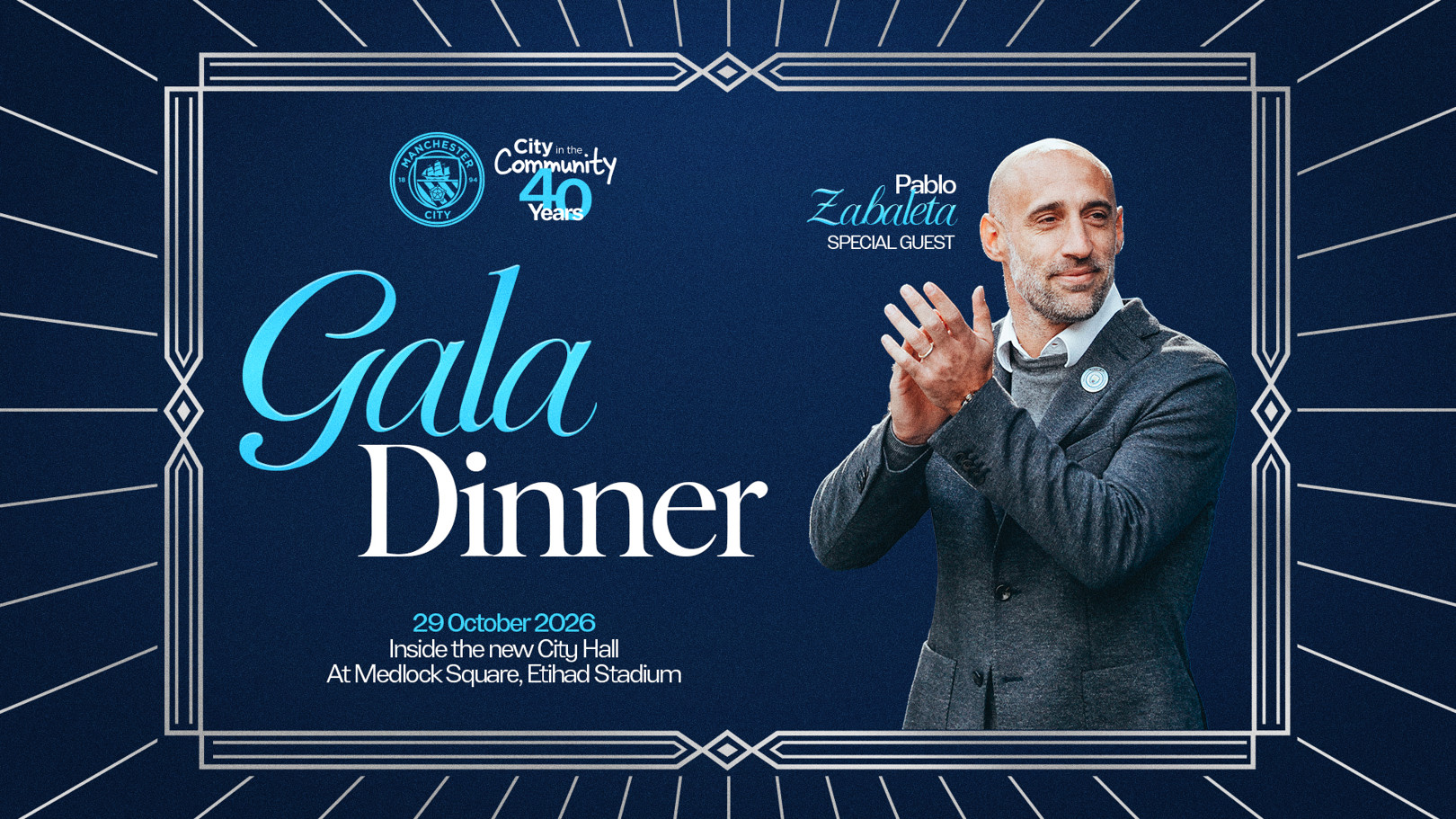 Pablo Zabaleta confirmed as Q&A guest for charity Gala Dinner – final tickets remaining!