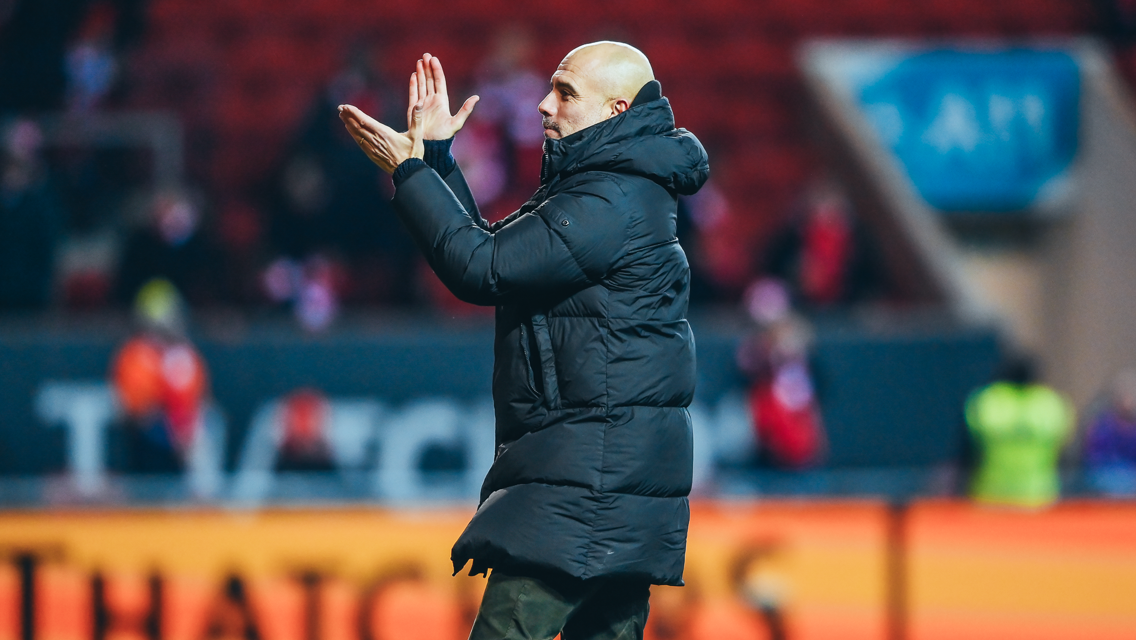 Guardiola berterima kasih pada fans dan pemain setelah lewati ujian Bristol City