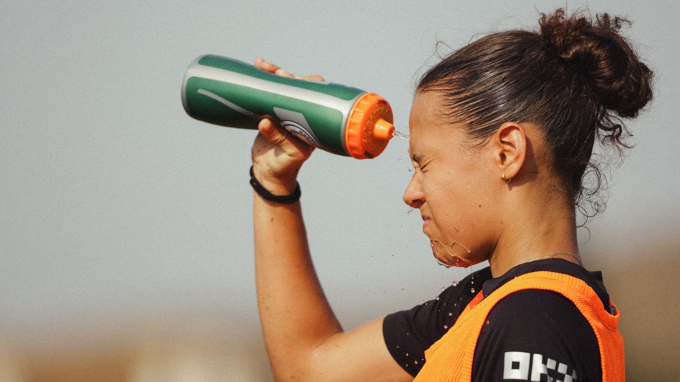 WATER BREAK: Iman Beney looks to cool off in the La Manga heat.