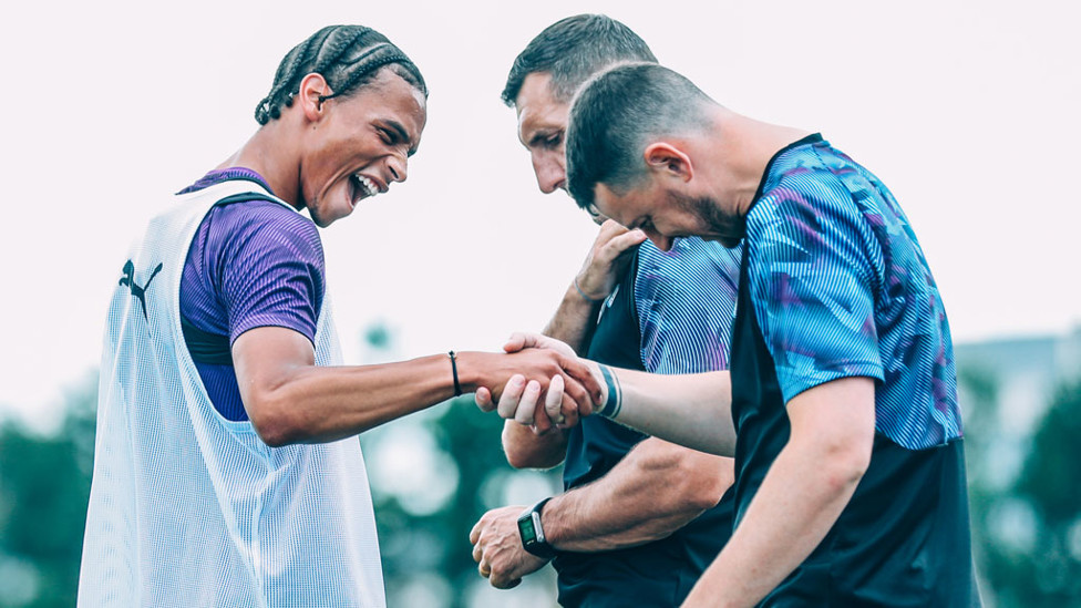 OUCH : Leroy on the end of a hard handshake