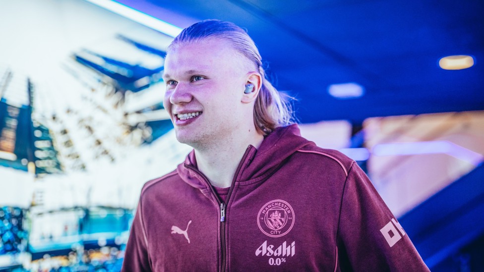 ALL SMILES : Erling Haaland was happy to be back at the Etihad