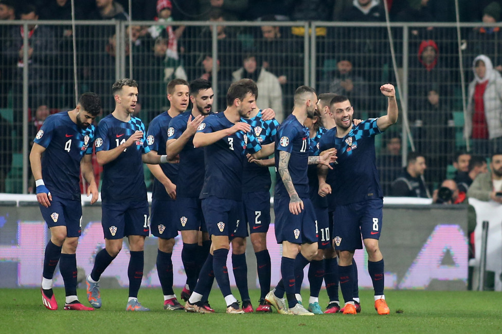 LEADING BY EXAMPLE : The Croatian bags a brace in their 2-0 win over Turkey in a European qualifier match in March 2023