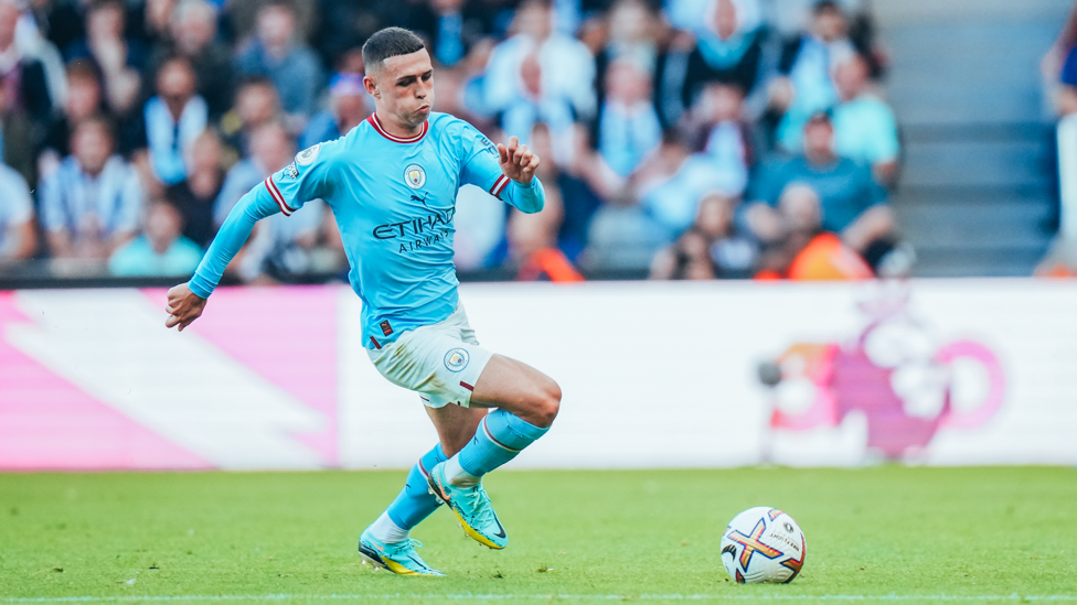 PHIL-ING IT : Foden bursts forward as he tries to inspire a go-ahead goal late on.