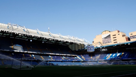 STAGE IS SET: The sun shines down on Stamford Bridge as kick-off approaches.