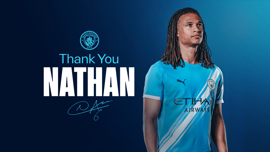 Image displaying a thank you message for Nathan from Manchester City, featuring the club's logo and a player in a blue uniform.