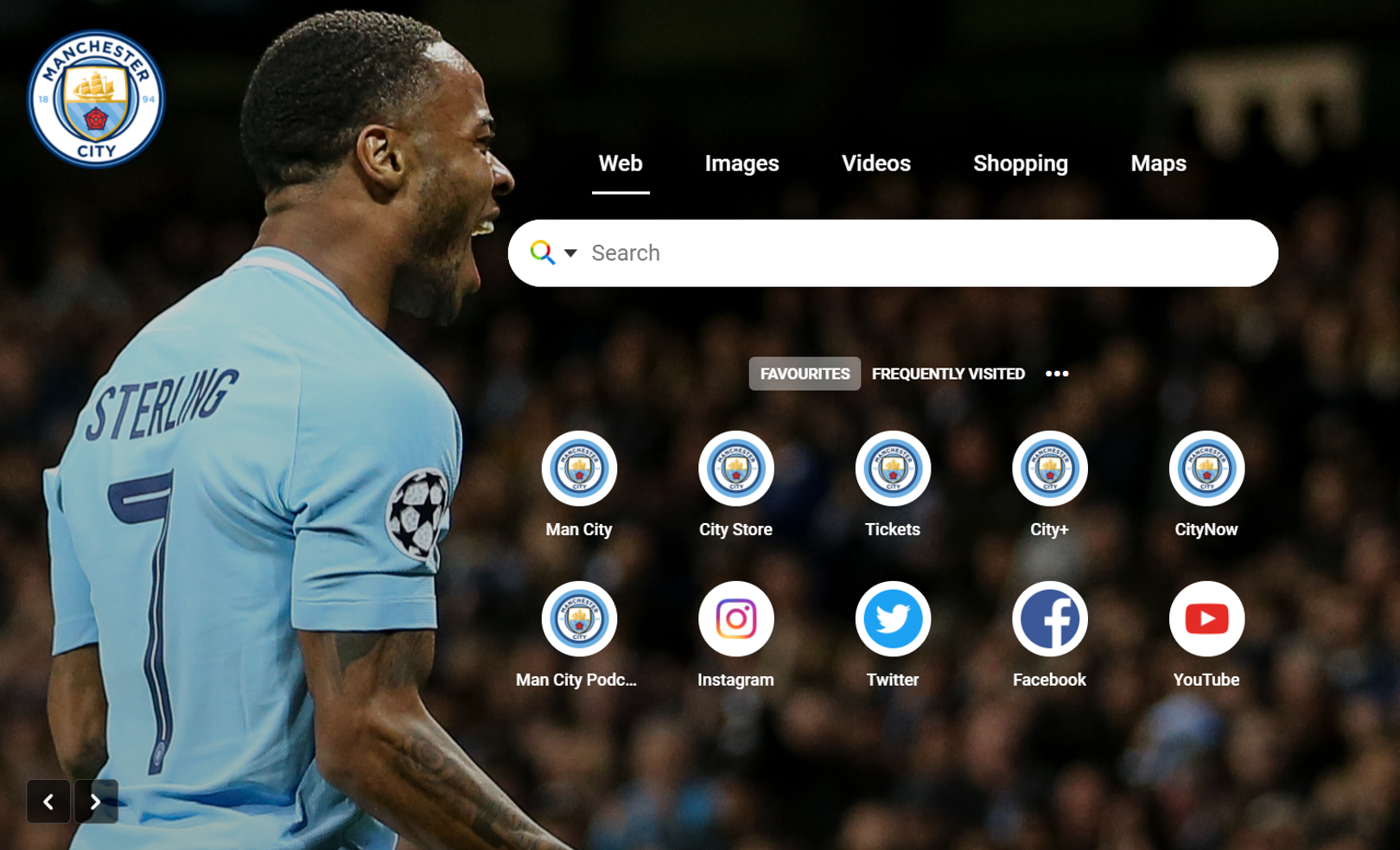 New Wallpapers in the Official Man City Google Start Page