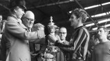UNFORGETTABLE: A proud Manchester City skipper Tony Book receives the FA Cup from Princess Anne at Wembley after our 1969 final triumph over Leicester City