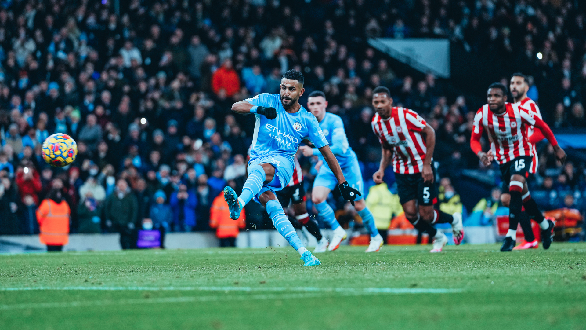 
                        
                        SPOT ON: Riyad Mahrez fires home from the penalty spot
                