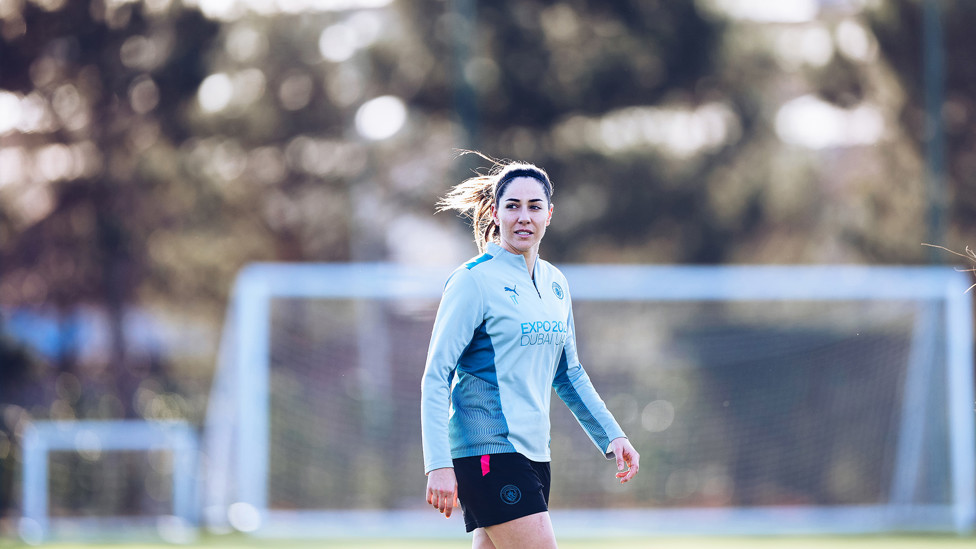 Vicky Losada again - enjoying the sunshine - even if it is a few degrees lower than her native Catalonia 