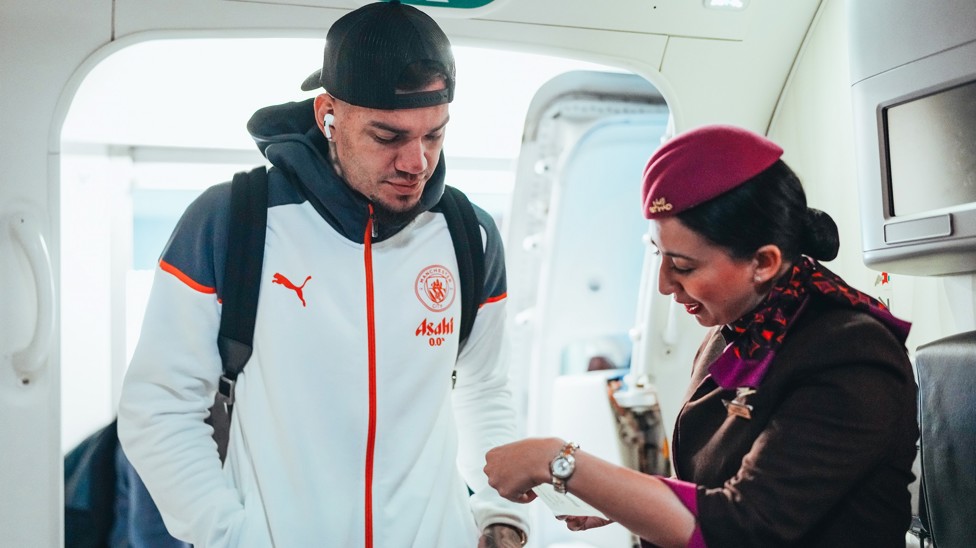 Here come the boys! Ederson first on board...