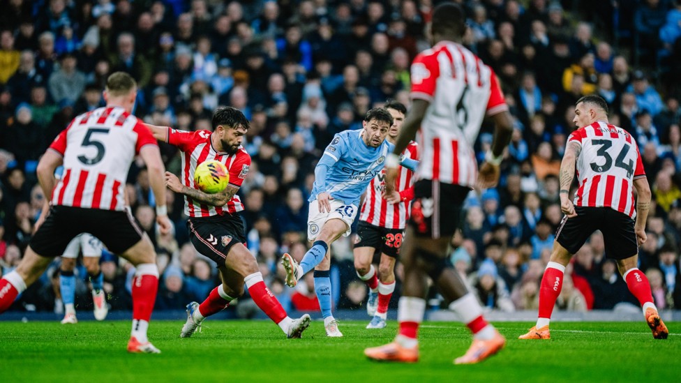 BEND IT BERNARDO : Just over from the skipper.