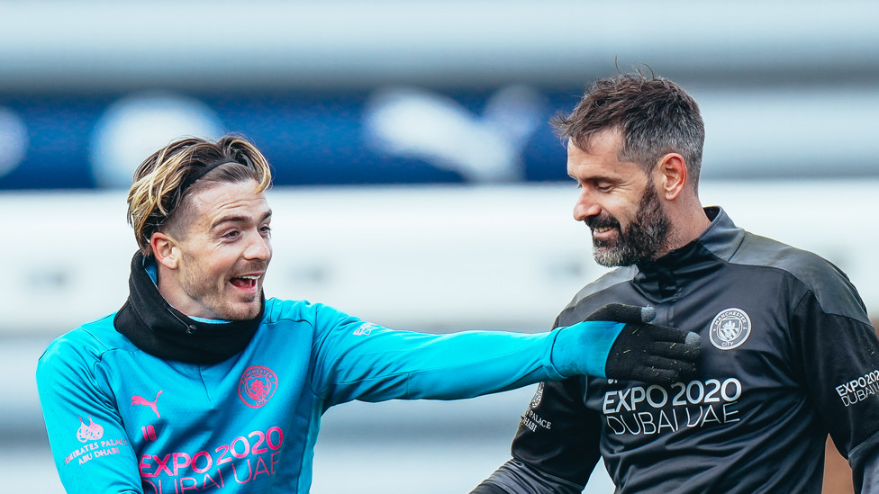 DYNAMIC DUO : Jack Grealish and Scott Carson share a joke
