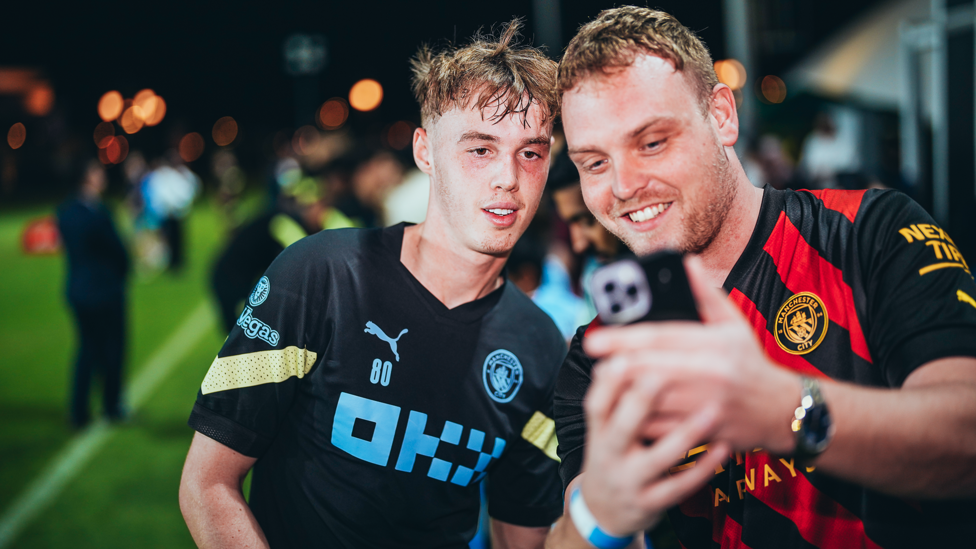 COOL COLE : Palmer poses for a selfie with a delighted supporter