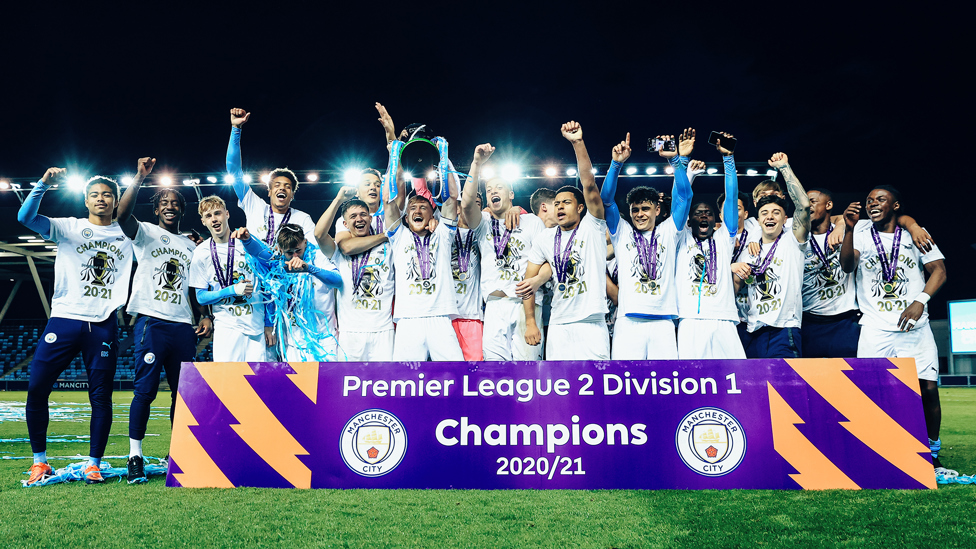 PREMIER LEAGUE 2 CHAMPIONS : City’s Elite Development Squad win a maiden Premier League 2 title courtesy of a 4-0 win away to Tottenham, 30th April 2021.