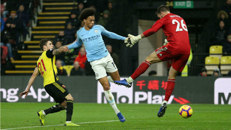 STRIKE ONE: Leroy Sane beats Ben Foster for our opener
